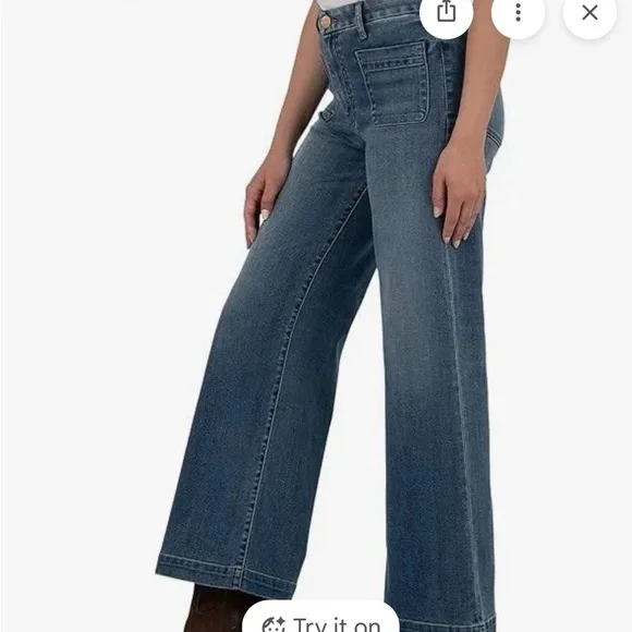 Kut Meg Wide-Leg Jeans With Front Patch Pocket - Picture 2 of 9